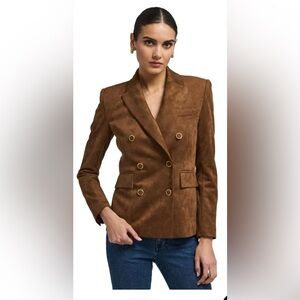 GENERATION LOVE Arielle Vegan Suede Blazer in Caramel Size L